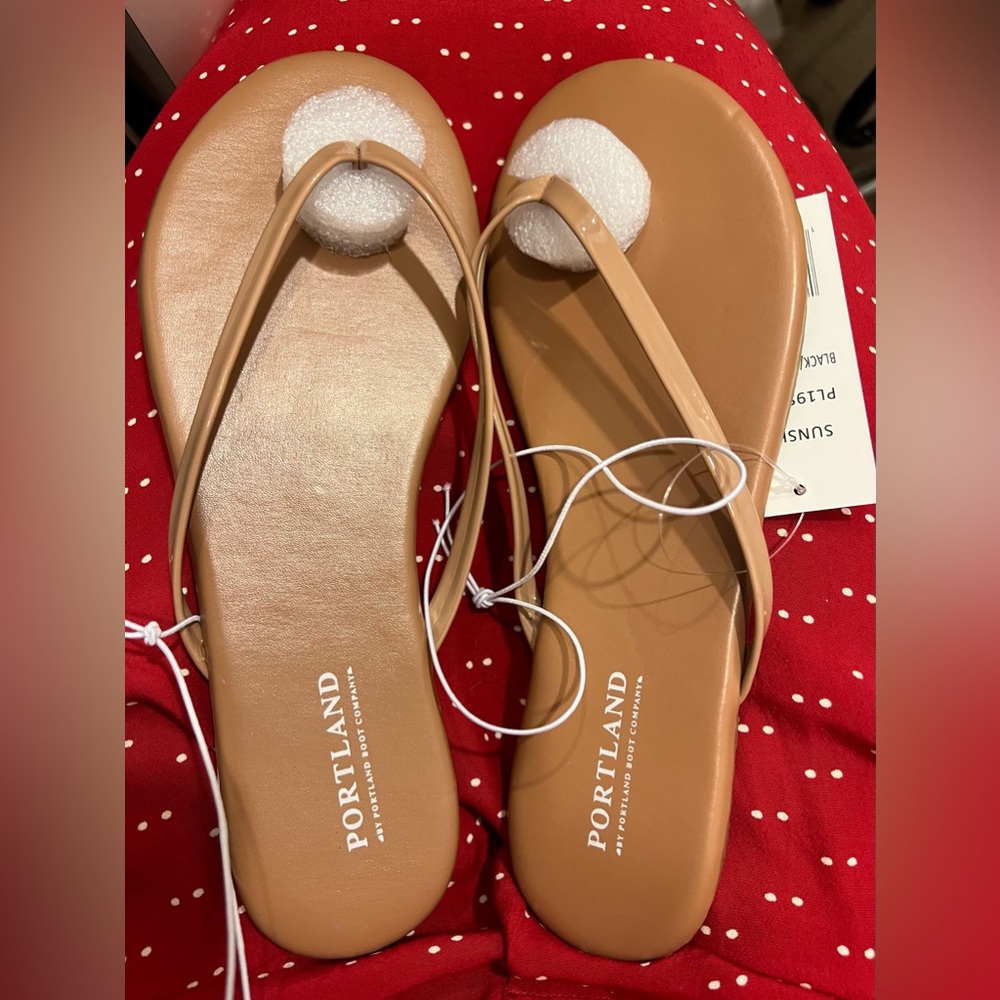 Portland Boot Company tan flip flops size 6